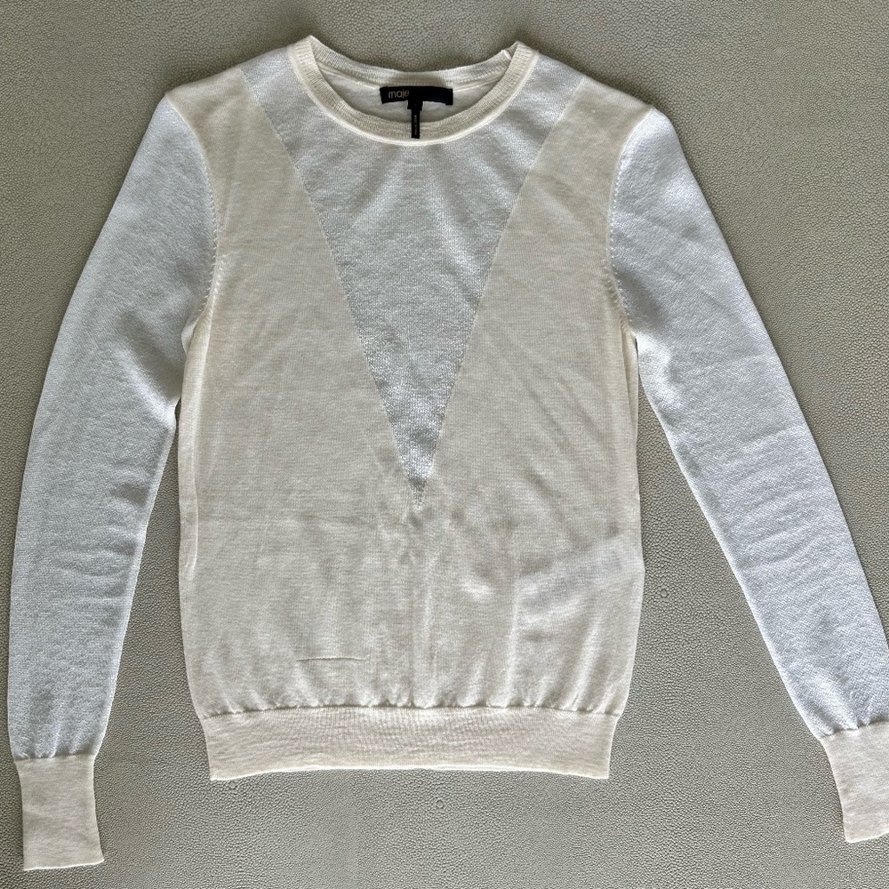 Maje Ivory Long Sleeve Top